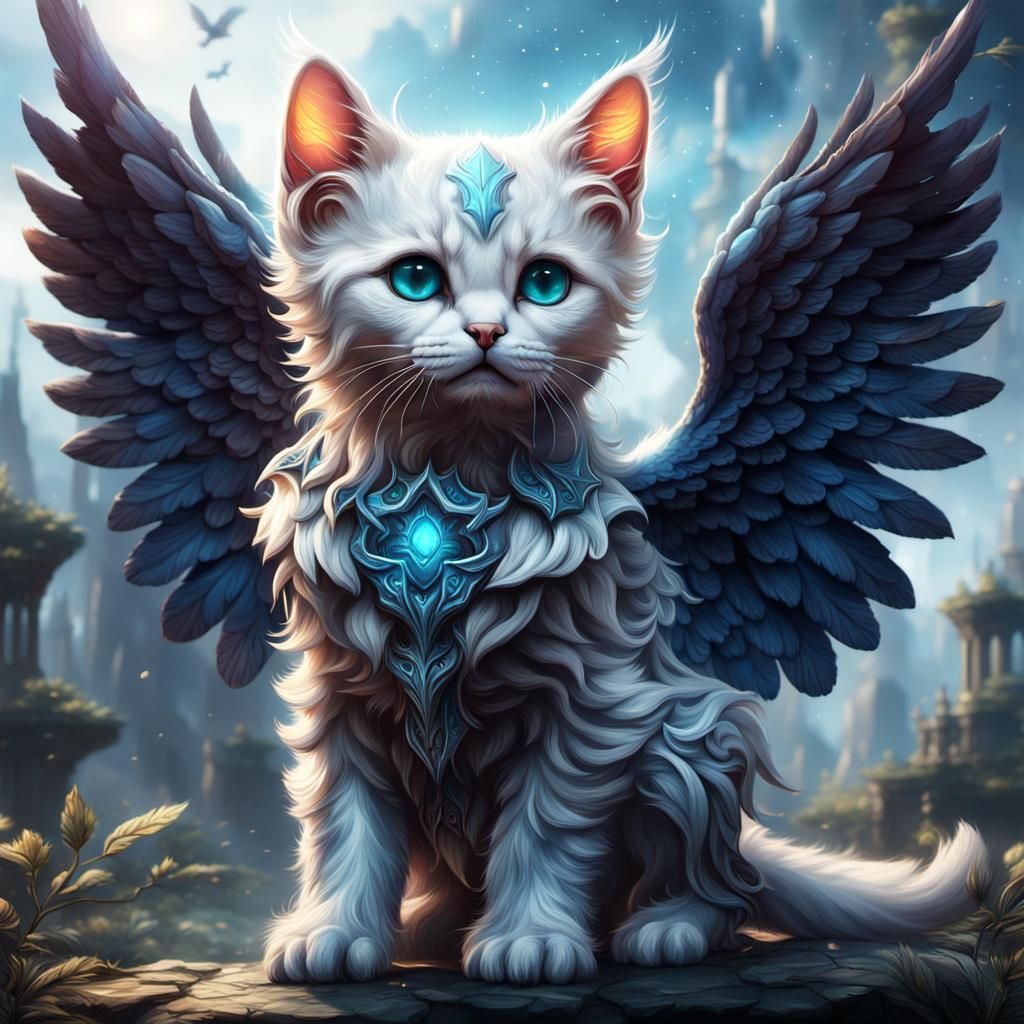 Angelic Kitten: Detailed Fantasy Concept Art
