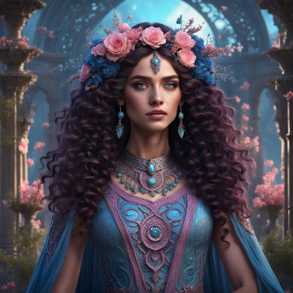 Spring Witch Portrait in Detailed Matte Painting Style