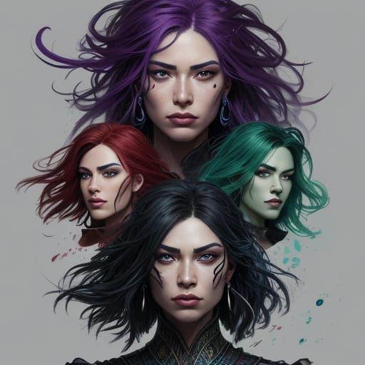 Diverse Faces in Dramatic Splash Art with Vibrant Background