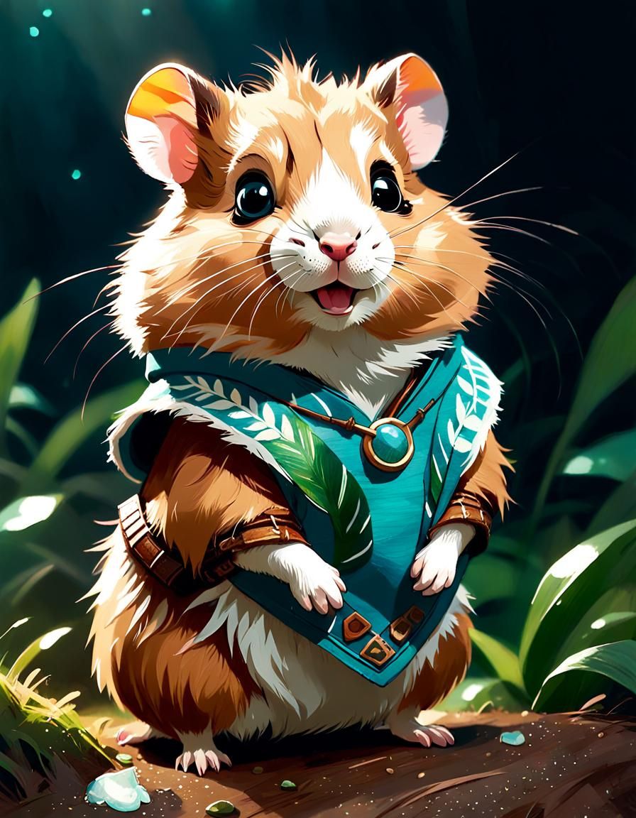 Moana Hamster: Adorable Digital Painting