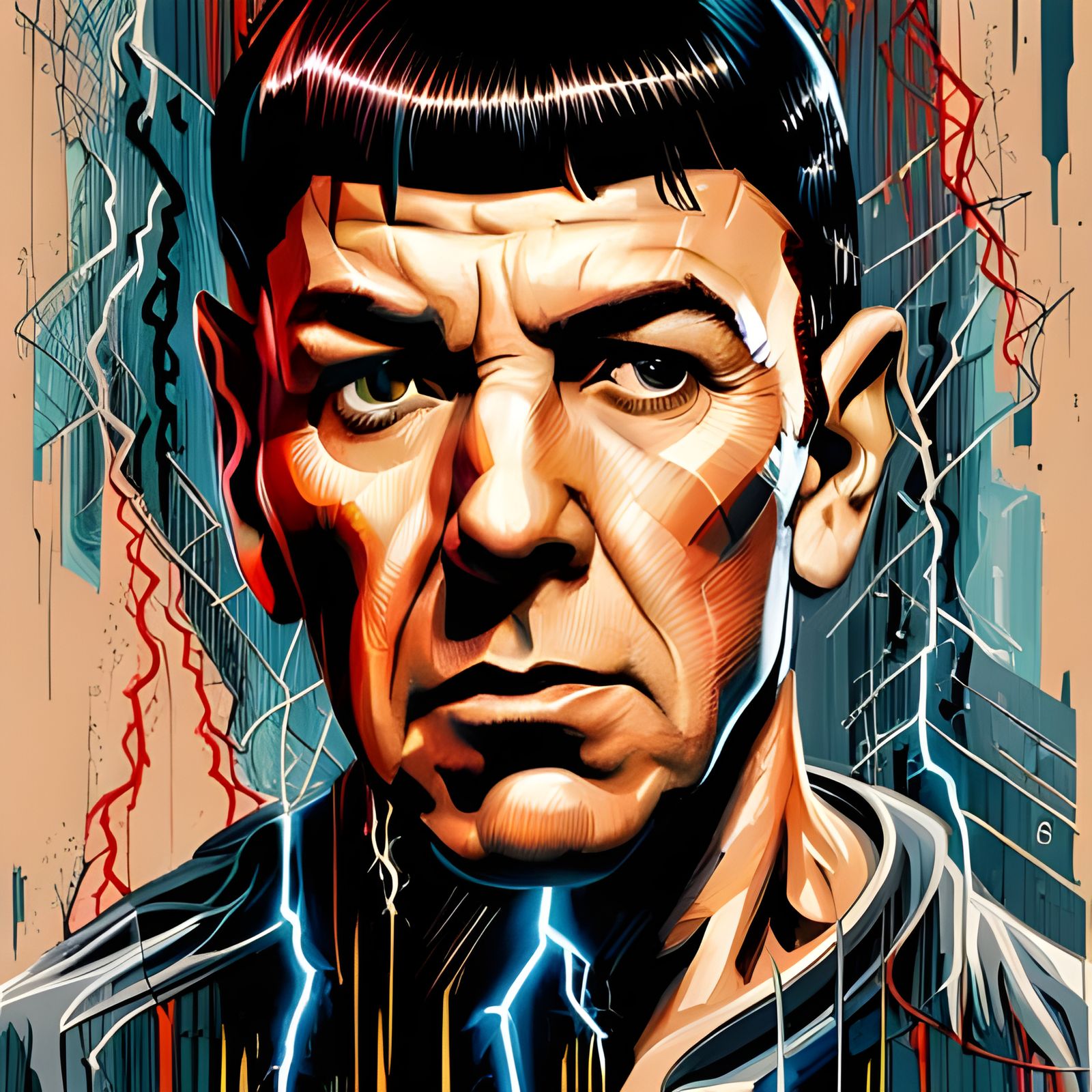 Electrifying Portrait of Spock in Comic Book Style