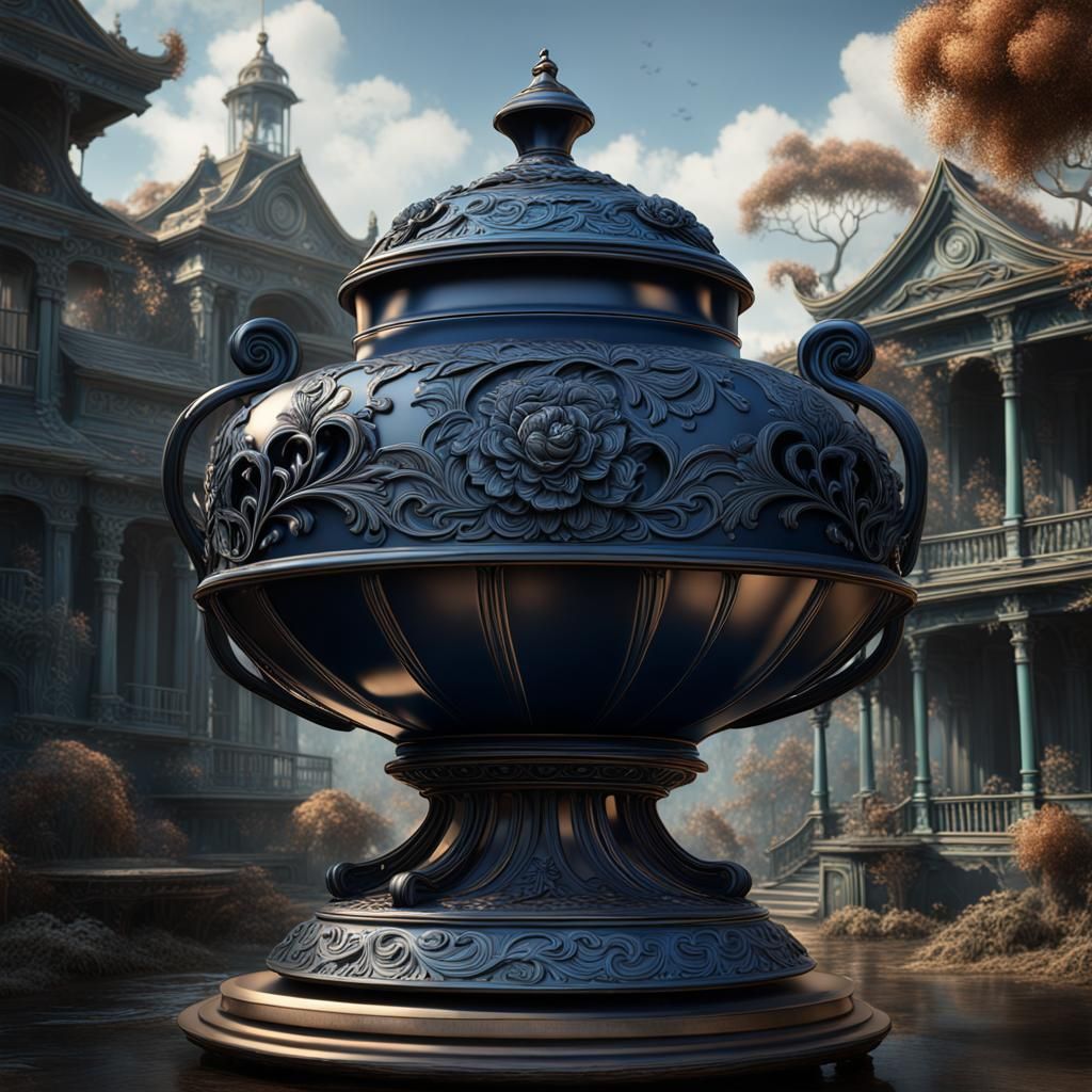 Detailed Matte Painting: Black Porcelain Southern Belle