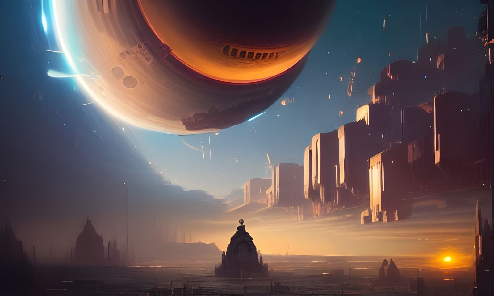 Spectacular Floating Cosmic City in Space