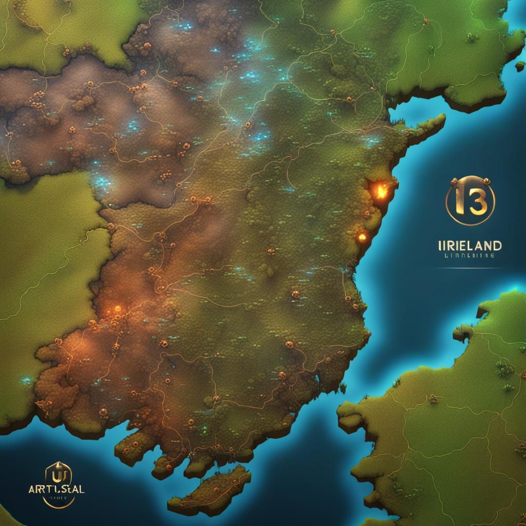 Holographic 3D Map of Ireland: Detailed Matte Painting