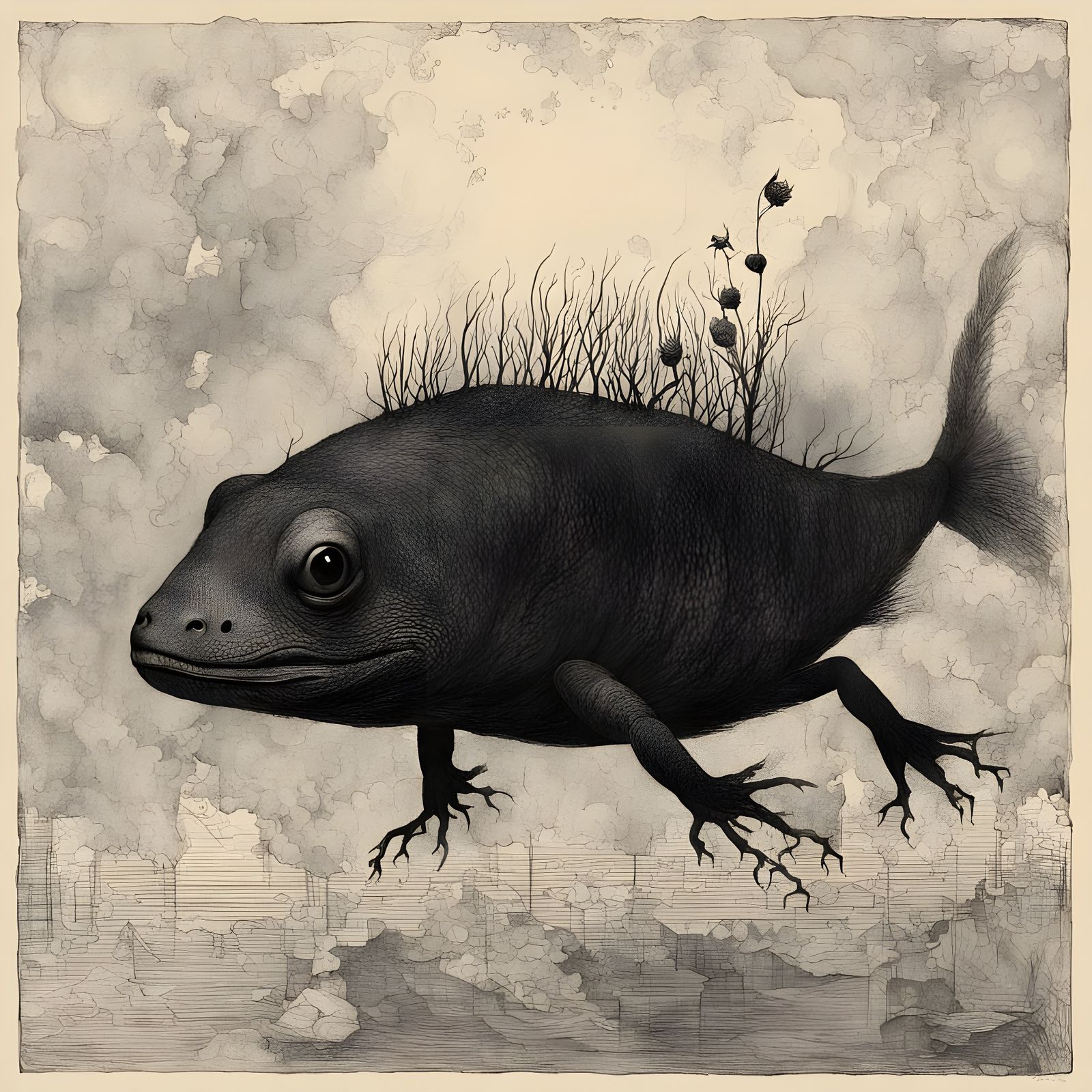 Critically endangered species: The Axolotl (surrealism)