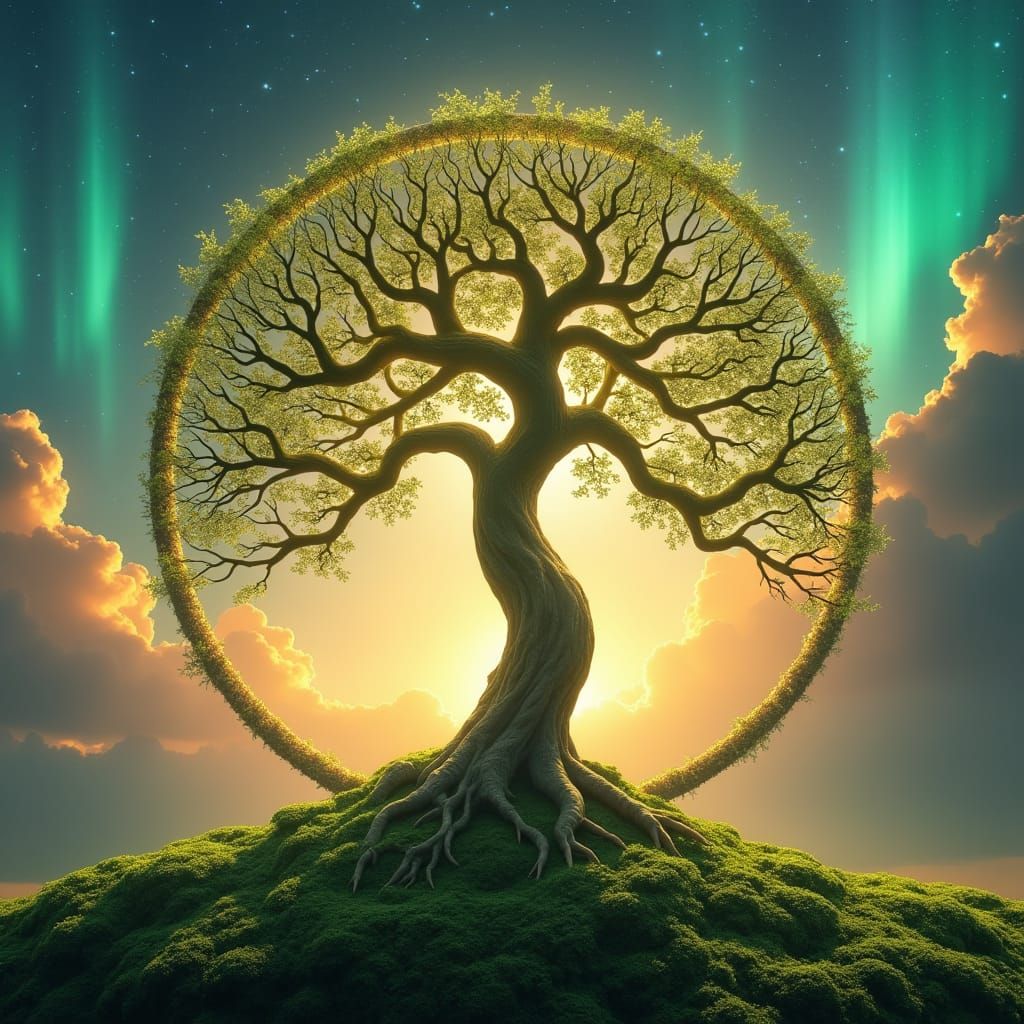 Glowing Tree of Life in Shape of Woman, Photorealistic