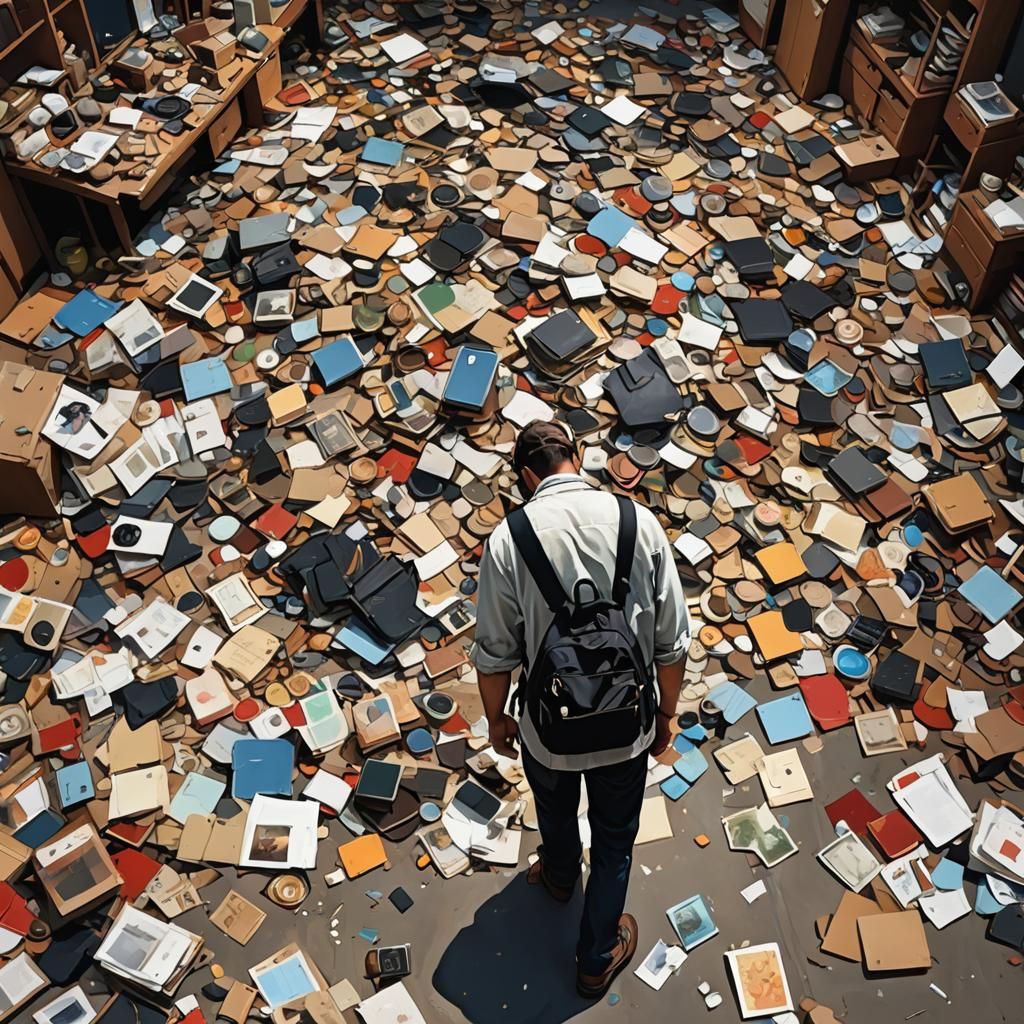 Hyperrealistic Life Inventory in Colorful Splash Art