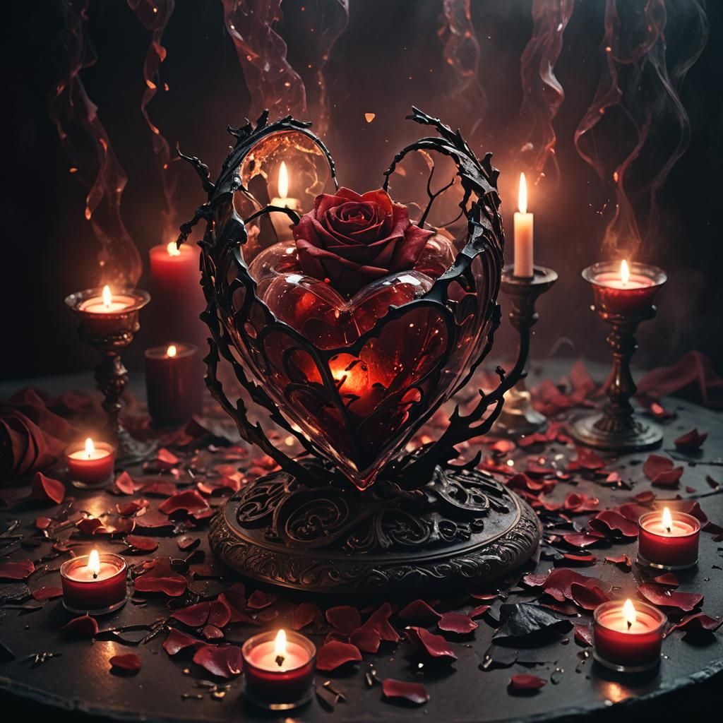 Ethereal Heart in Shattered Glass: Symbolic Fantasy