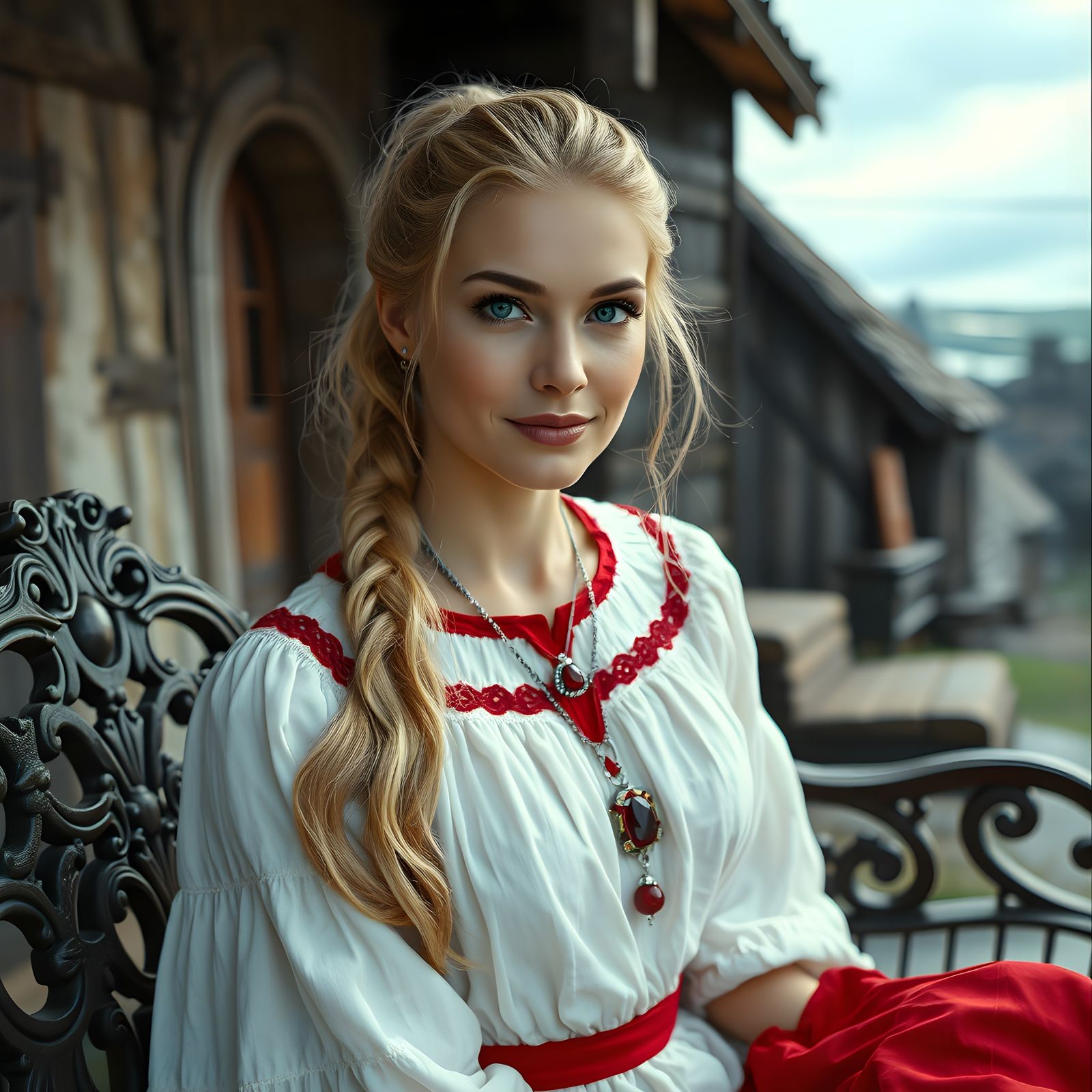 Norse Goddess in Hyperrealistic Oil Painting