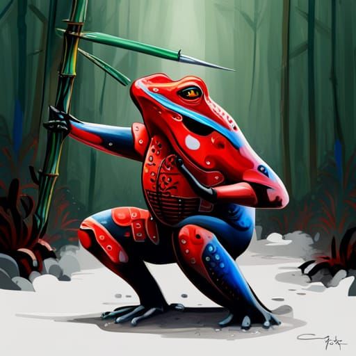 Poison Dart Frog Samurai in Graffiti Art Style