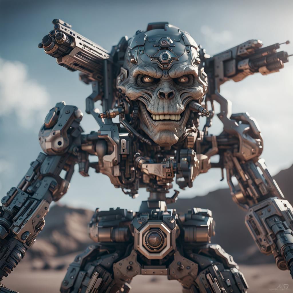 Troll Face with Gun in Sci-Fi Style