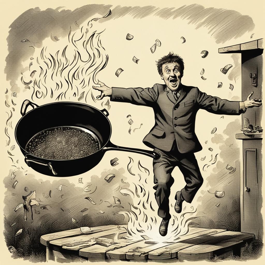 Man Jumps from Frying Pan Into the Fire