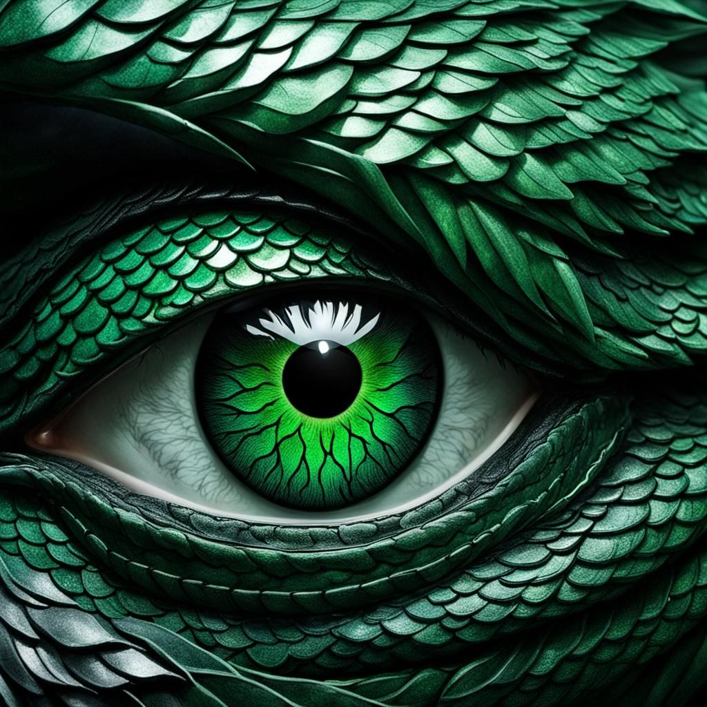 Dragon Emerald Eye Reflecting Forest
