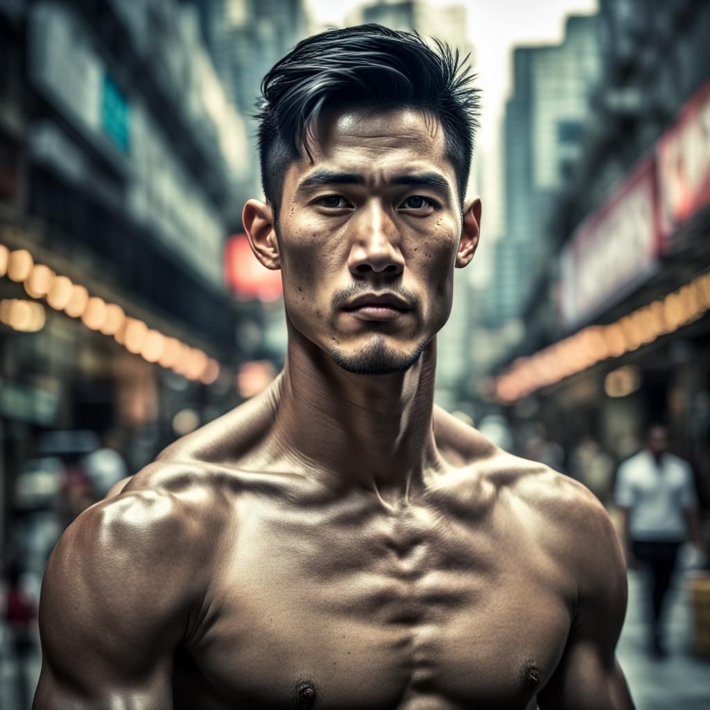 Hyperrealistic Photo of a Handsome Shirtless Man