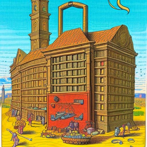 Surreal Grandfather Clock in Comix Style