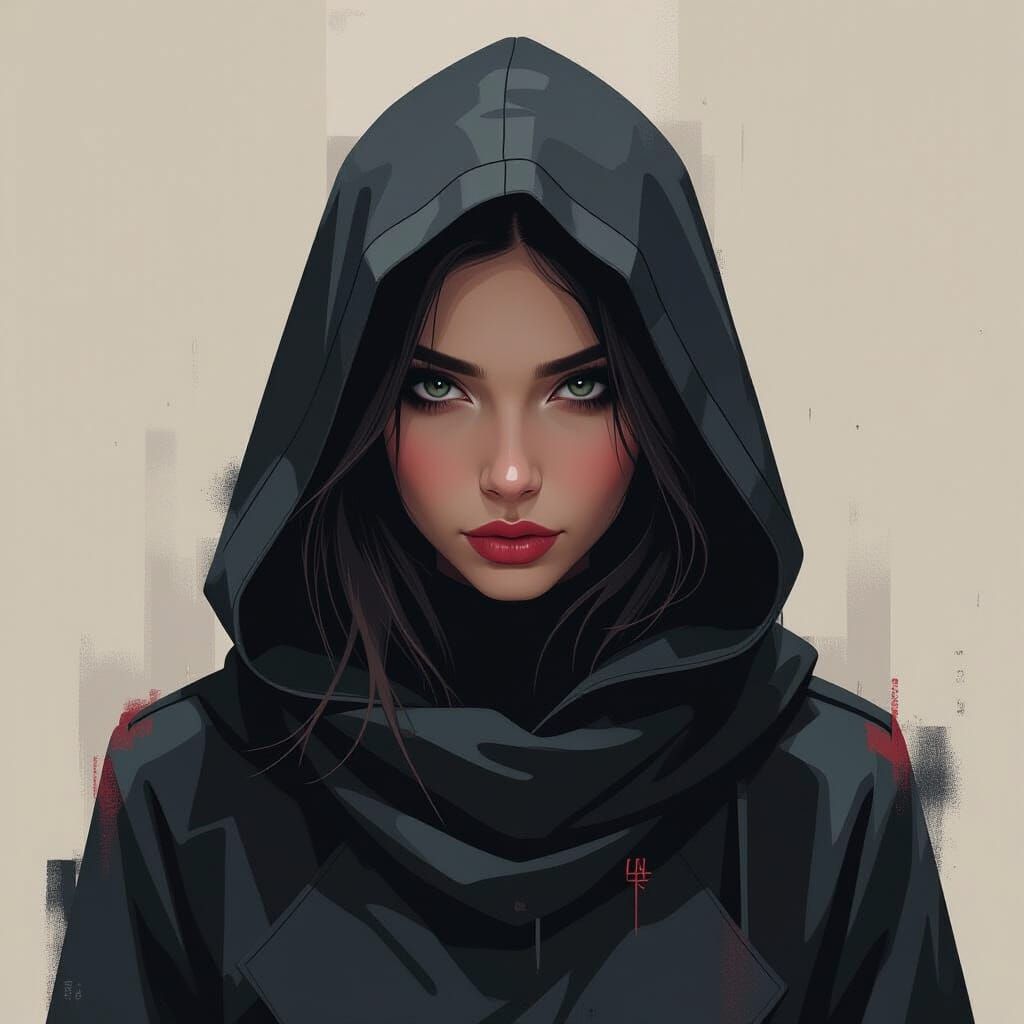 Envious Figure in Shadows: A Mixed Media Portrait