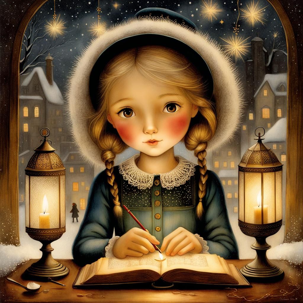 Detailed Illustration of The Little Match Girl