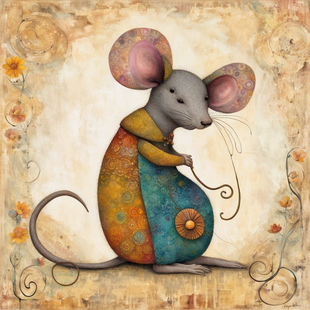 Shy Mouse as Whimsical Alebrije Artwork