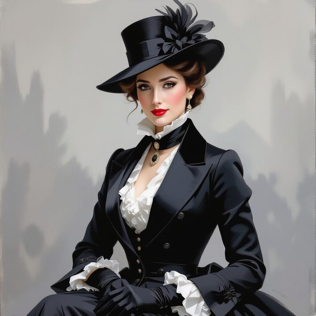 High-Fashion Portrait in Impressionistic Black and White