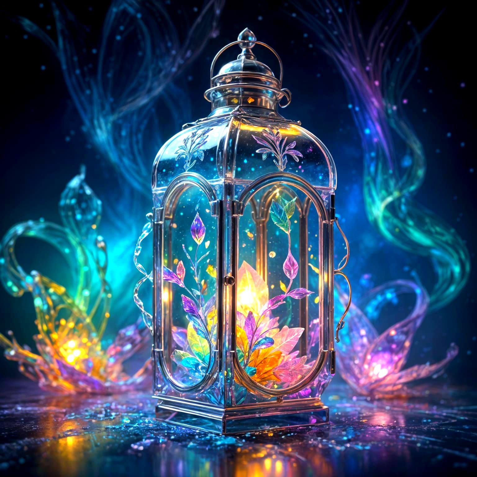 Vibrant Crystal Lantern Radiates Rainbow Radiance