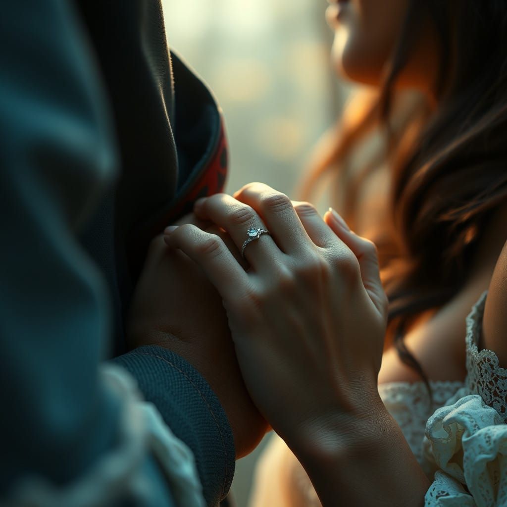 Dreamy Fantasy Portrait of Two Women Holding Hands