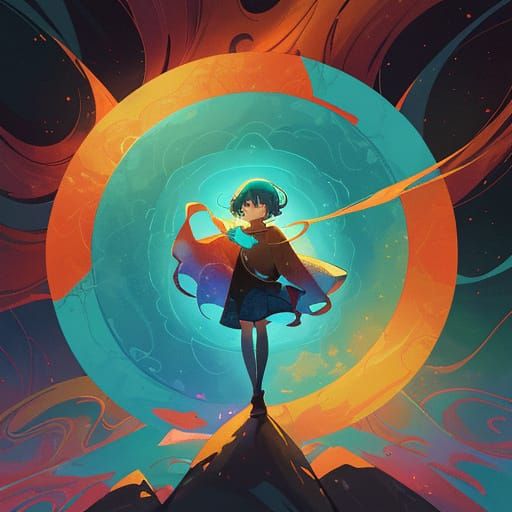 A Contemplative Philosopher Lost in Vibrant Thoughts