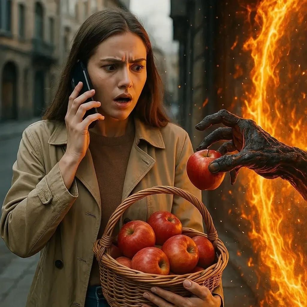 Demonic Hand Reaching Through Fiery Portal