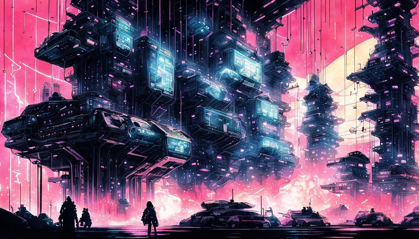 Cyberpunk Cityscape of Neo Tokyo in Vibrant Neon
