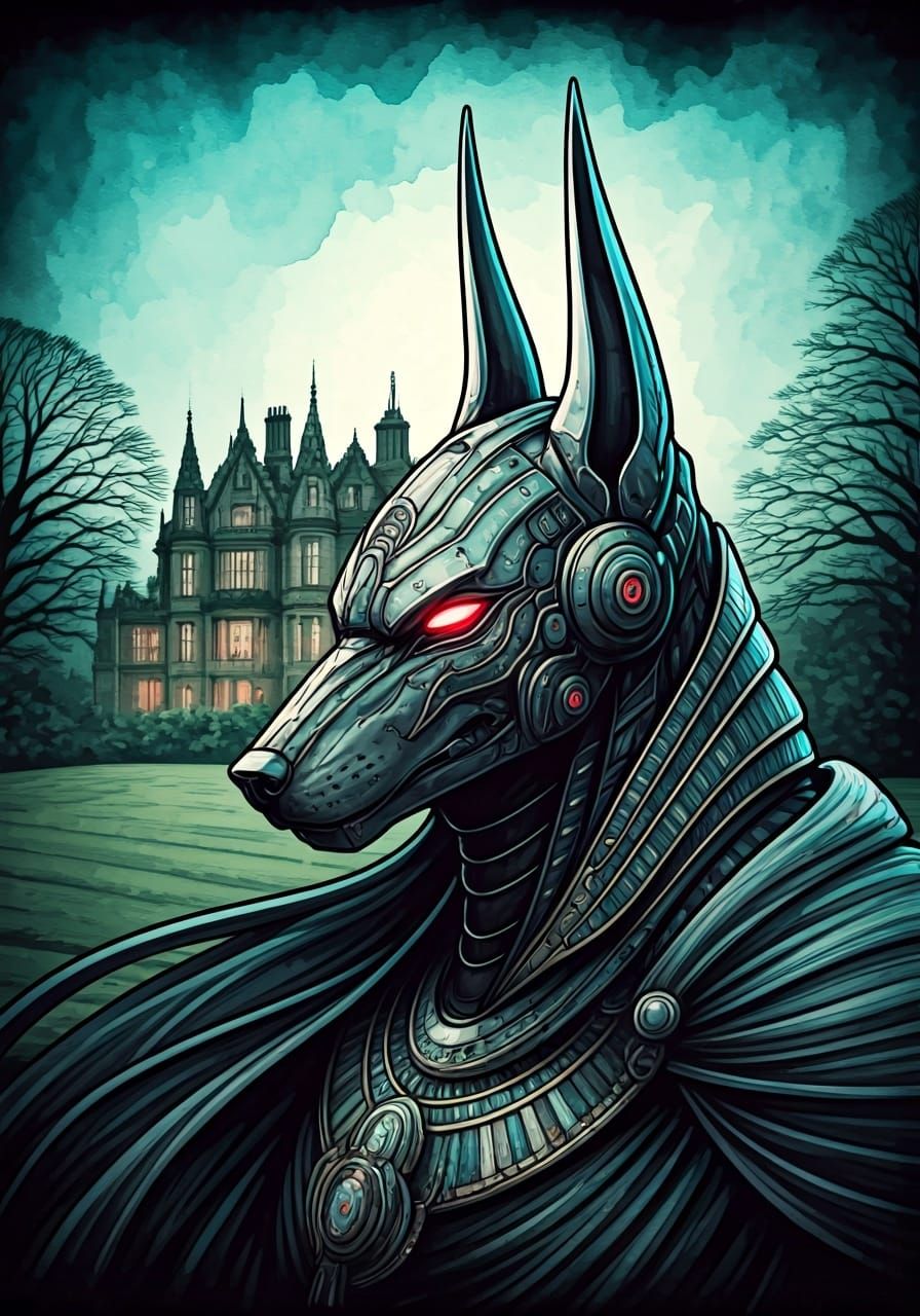Anubis in Futuristic Armor: Graphic Novel Illustration