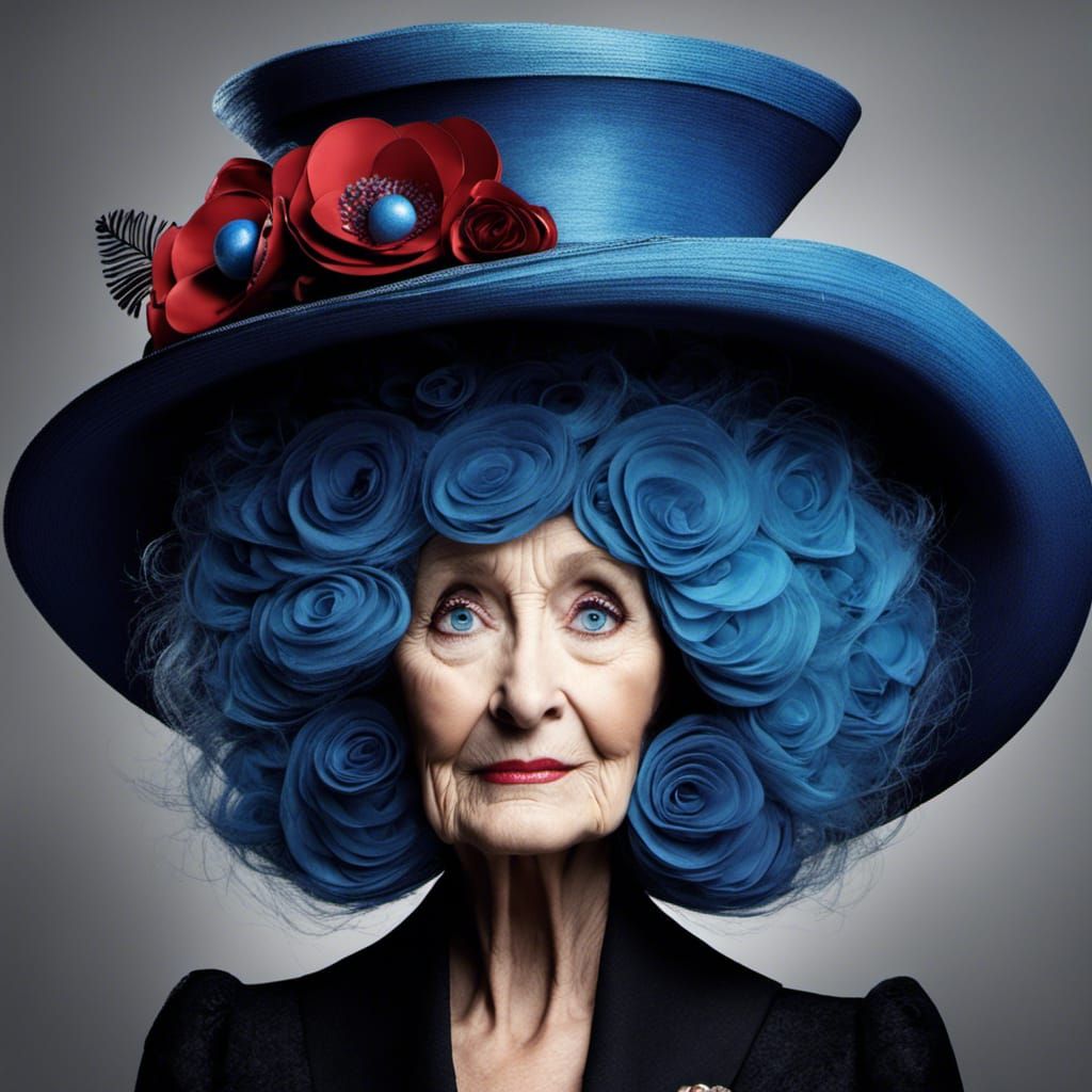 Whimsical 3D Portrait: Elderly Woman in Burtonesque Style