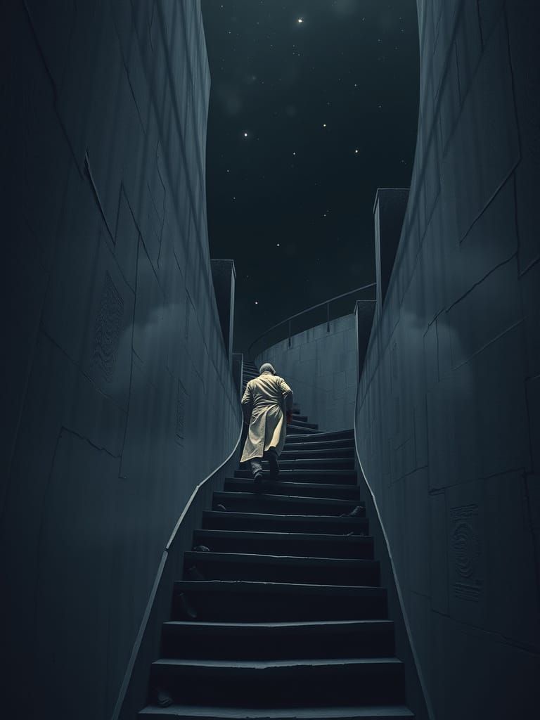 Endless Stairway to the Stars in Escher Style