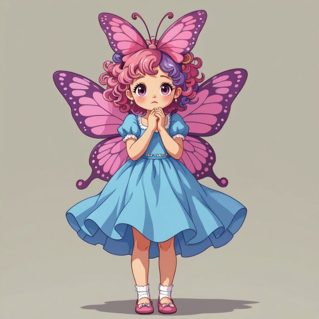 Girl in Butterfly Costume in Surrealist Pop Art Style