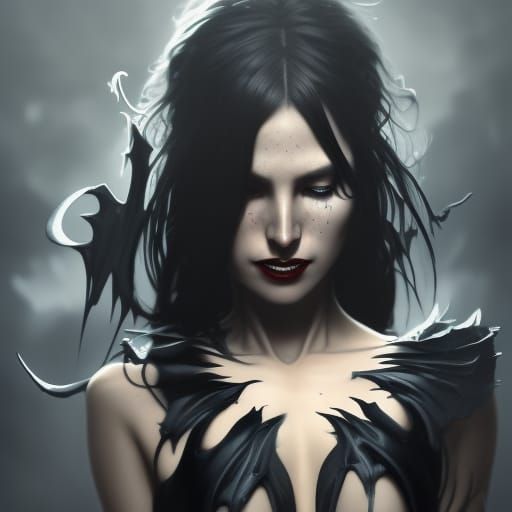 Gothic Vampire Witch Dances with Dark Magic