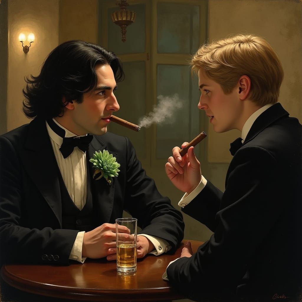 Oscar Wilde in Parisian Cafe, Realism Style