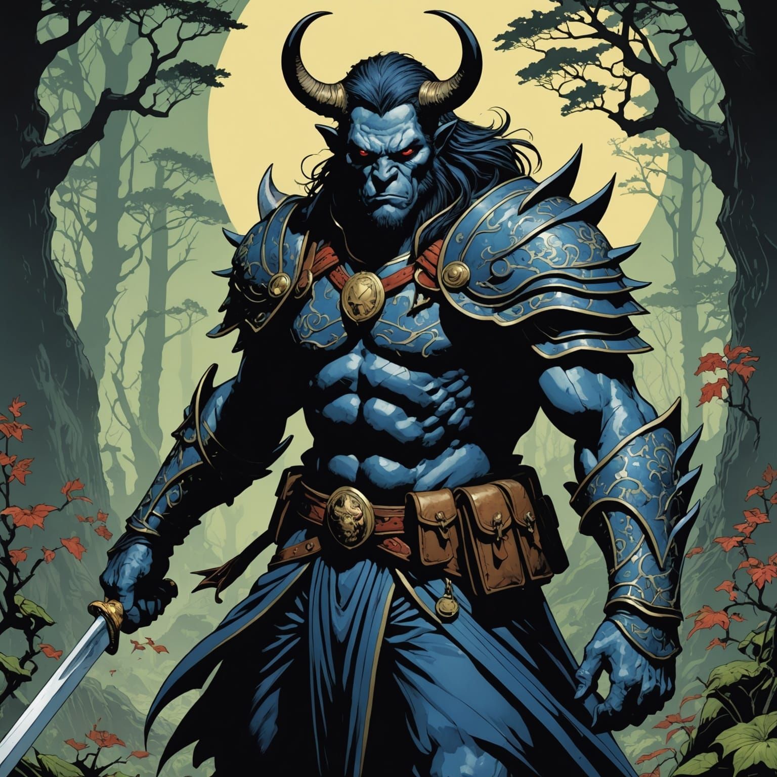 Grimdark Fantasy Illustration in Ukiyo-e Style