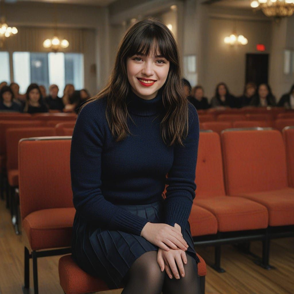 Chubby Teen Girl Smizes in Cozy Waiting Room