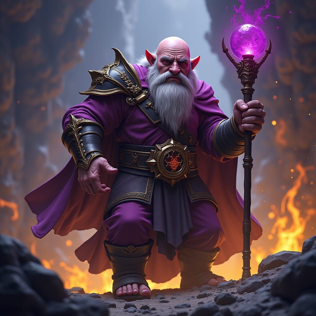 Battle Dwarf Mage in Dark Fantasy Style