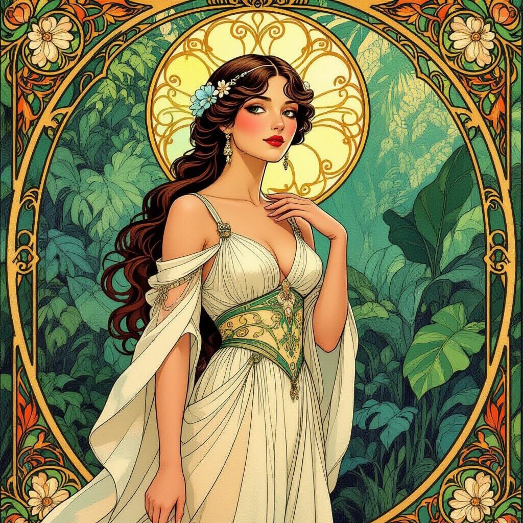 Opaline Woman in Art Nouveau Style
