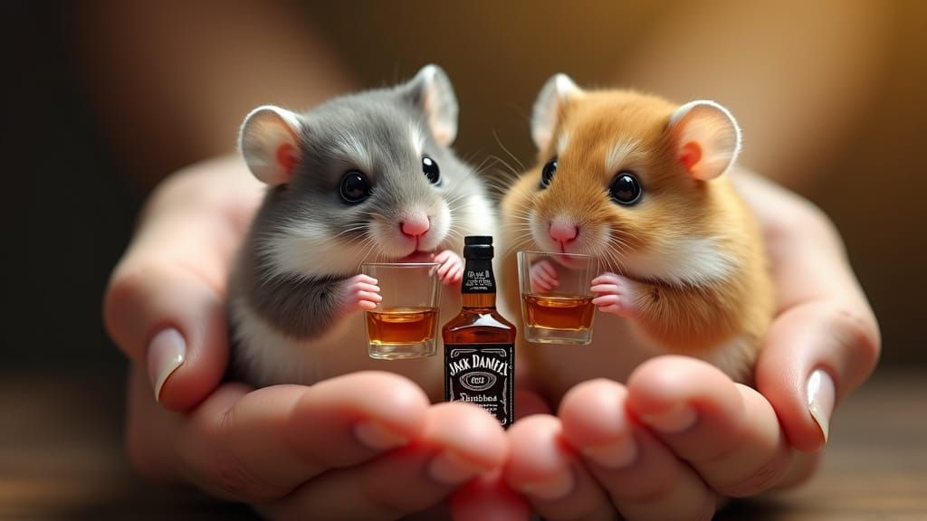 Whimsical Hamster Toast in a Human Hand