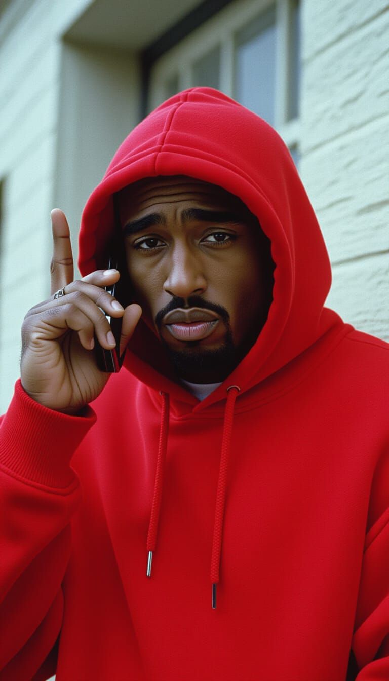 Man in Red Hoodie: Cinematic West Coast Vibe