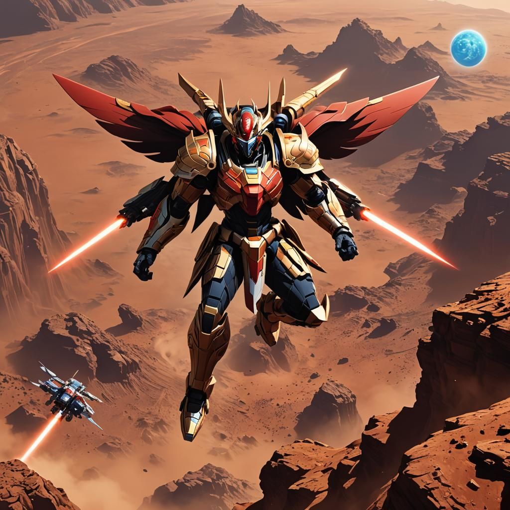 Ares Flies Over Mars: Anime-Style Logo