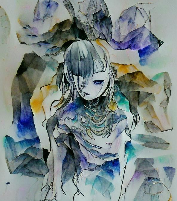 Minimalist Eidolon of Avarice Watercolour and Ink