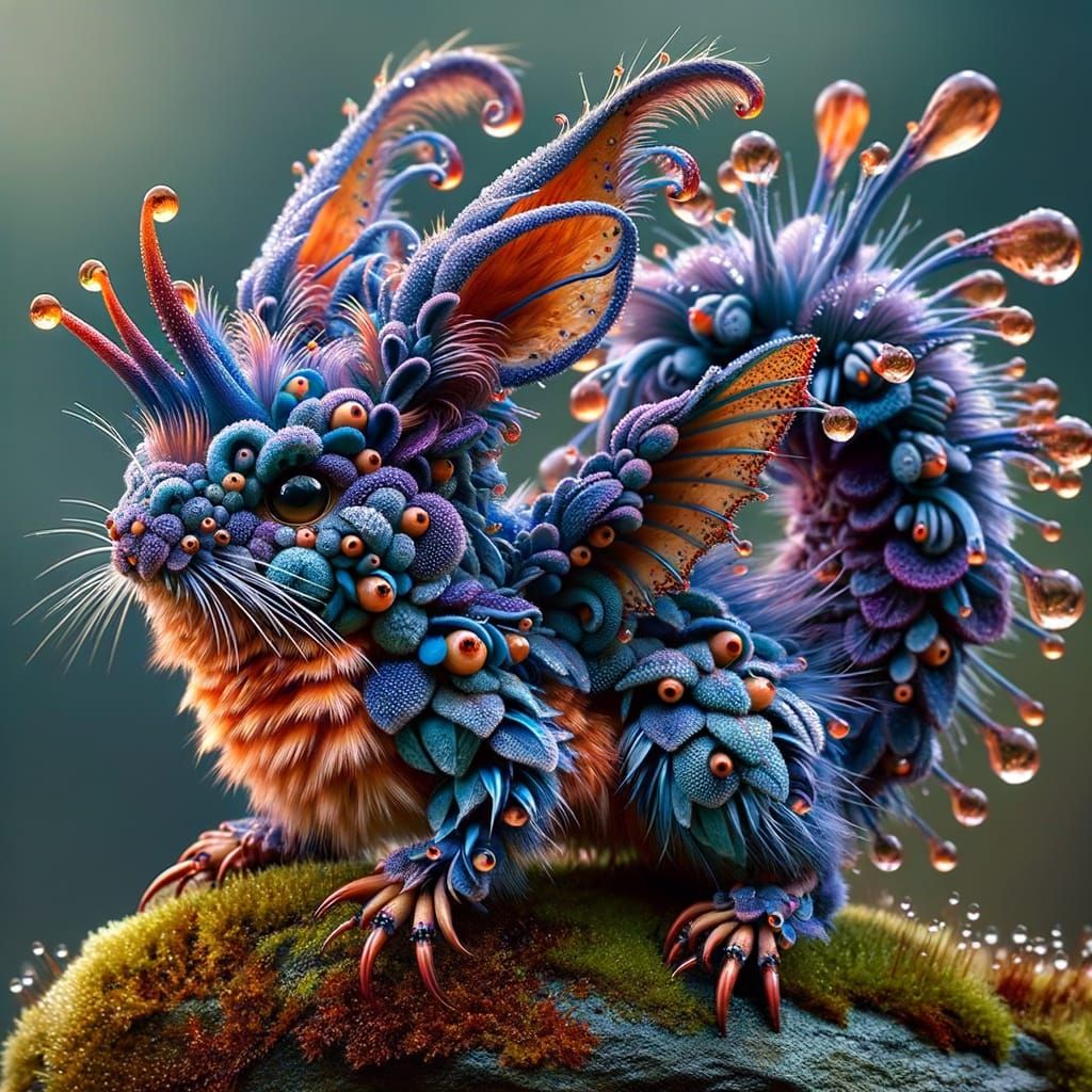 Velvet Dragon Chipmunk Hybrid with Spikes and Horns