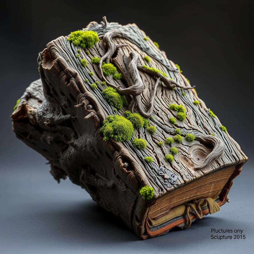 Carved Log Resembles Ancient Leather-Bound Tome
