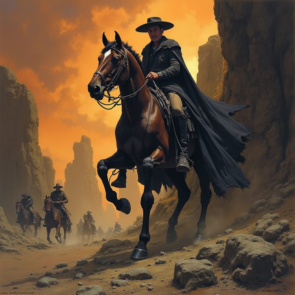 Dark Fantasy Landscape in Oil Painting Style