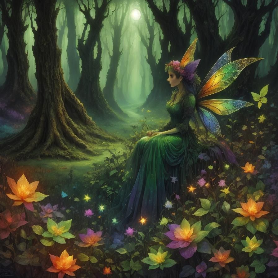 Ethereal Fairy Flight in Glowing Forest