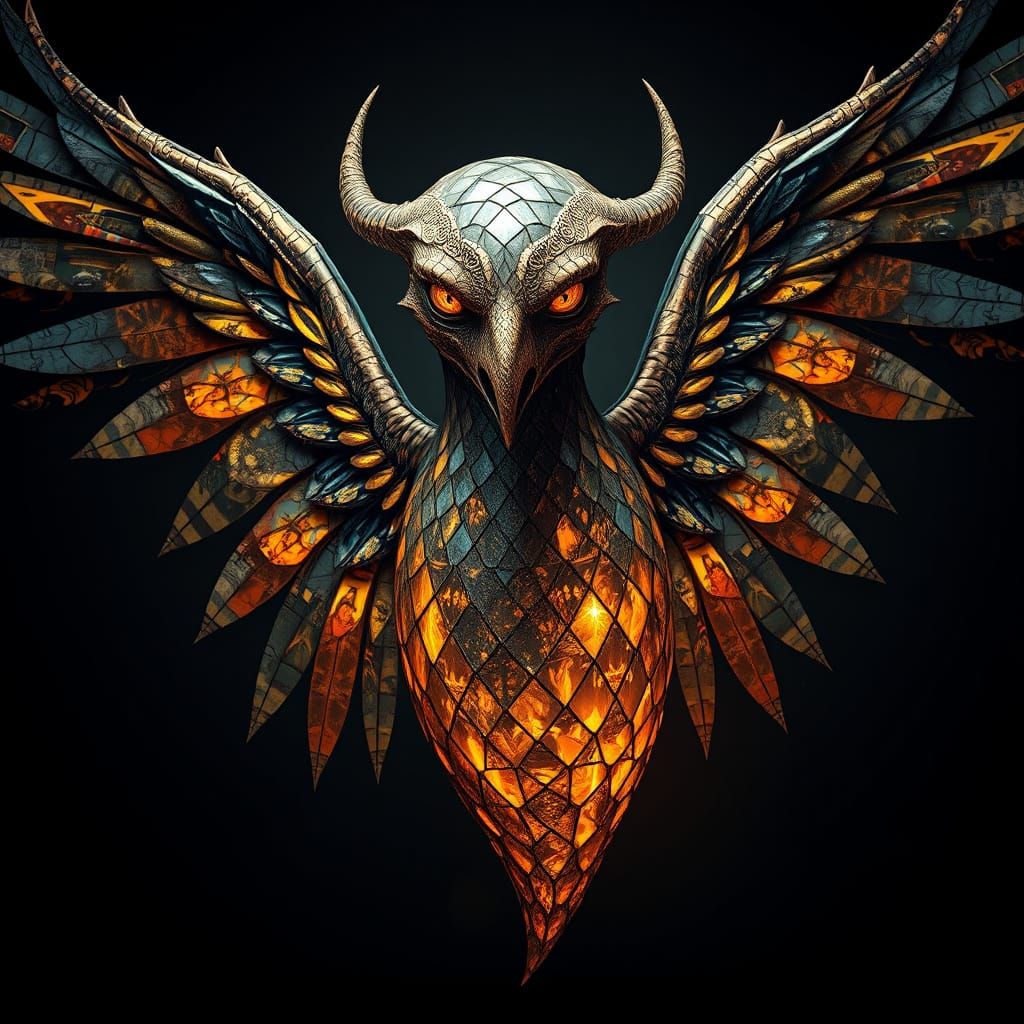 Mystical Harpy Portrait in Triadic Colors