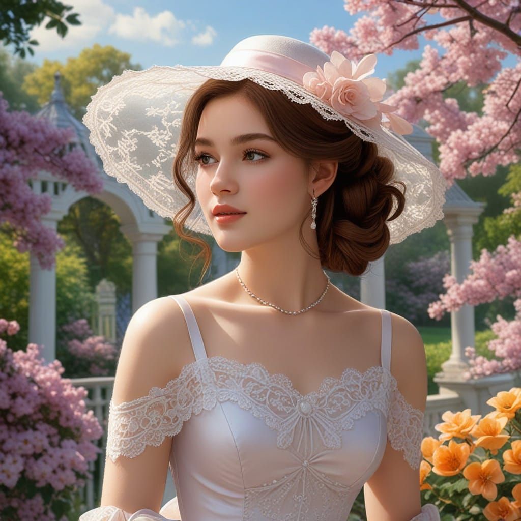 Elegant Female in a Whimsical Gazebo Setting, Inspired by Th...