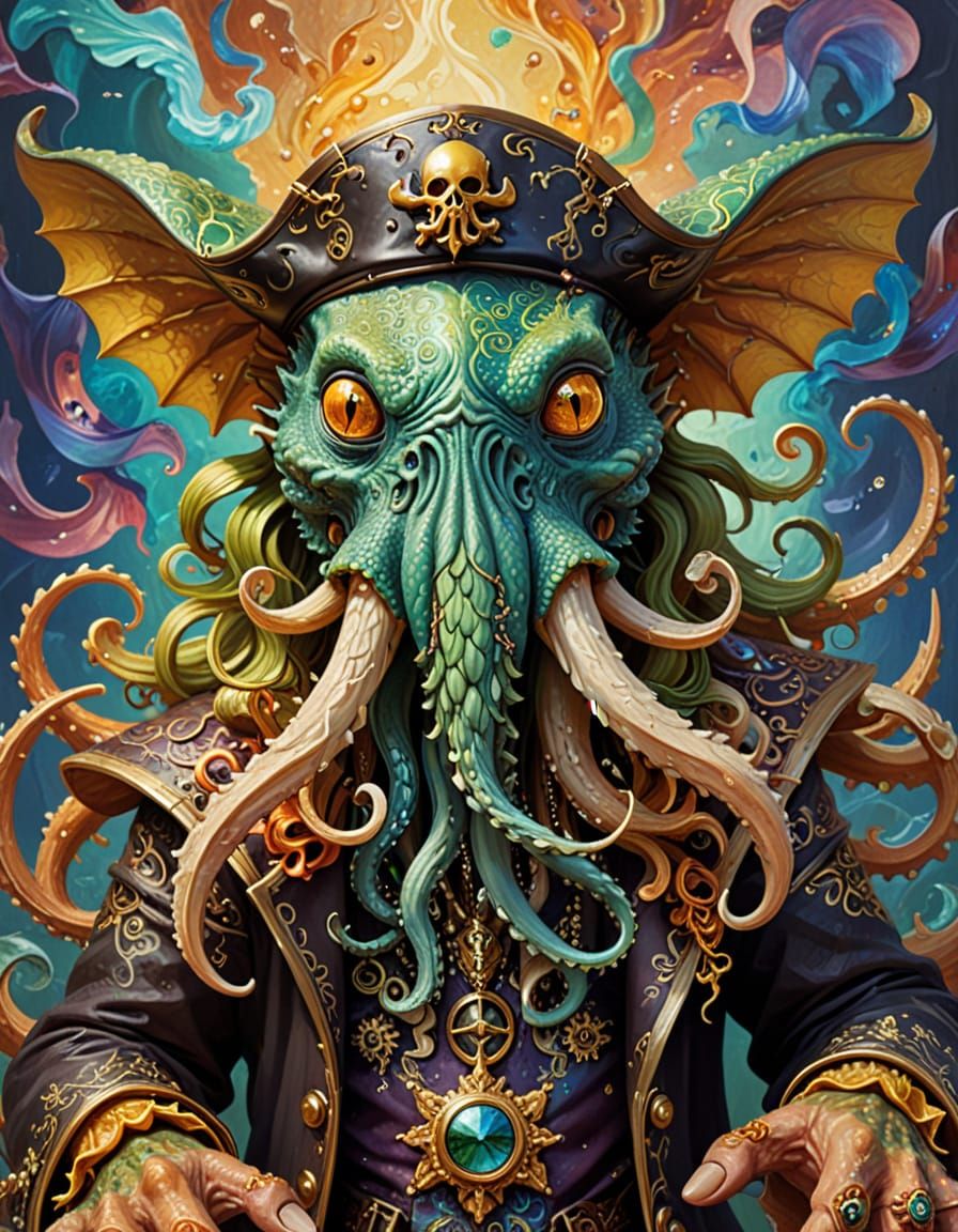 Kaleidoscope Cthulhu Pirate in a Surrealist Painting