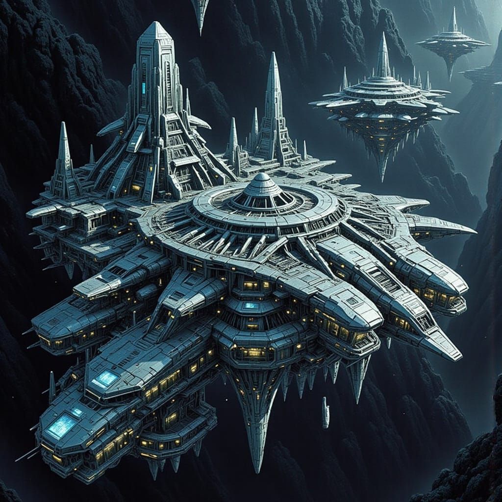 Crystal Space Station in Sci-Fi Style